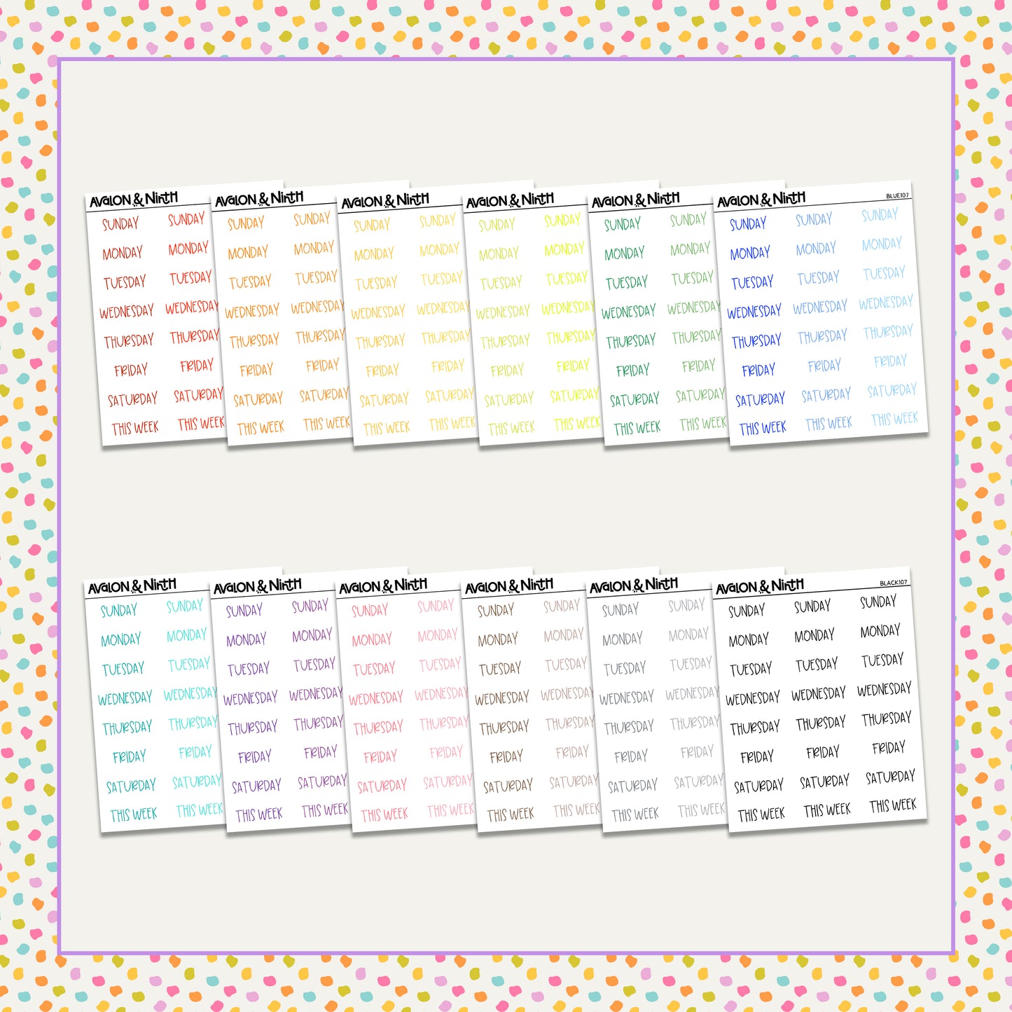 Days of the Week Script Functionals // Choose your color