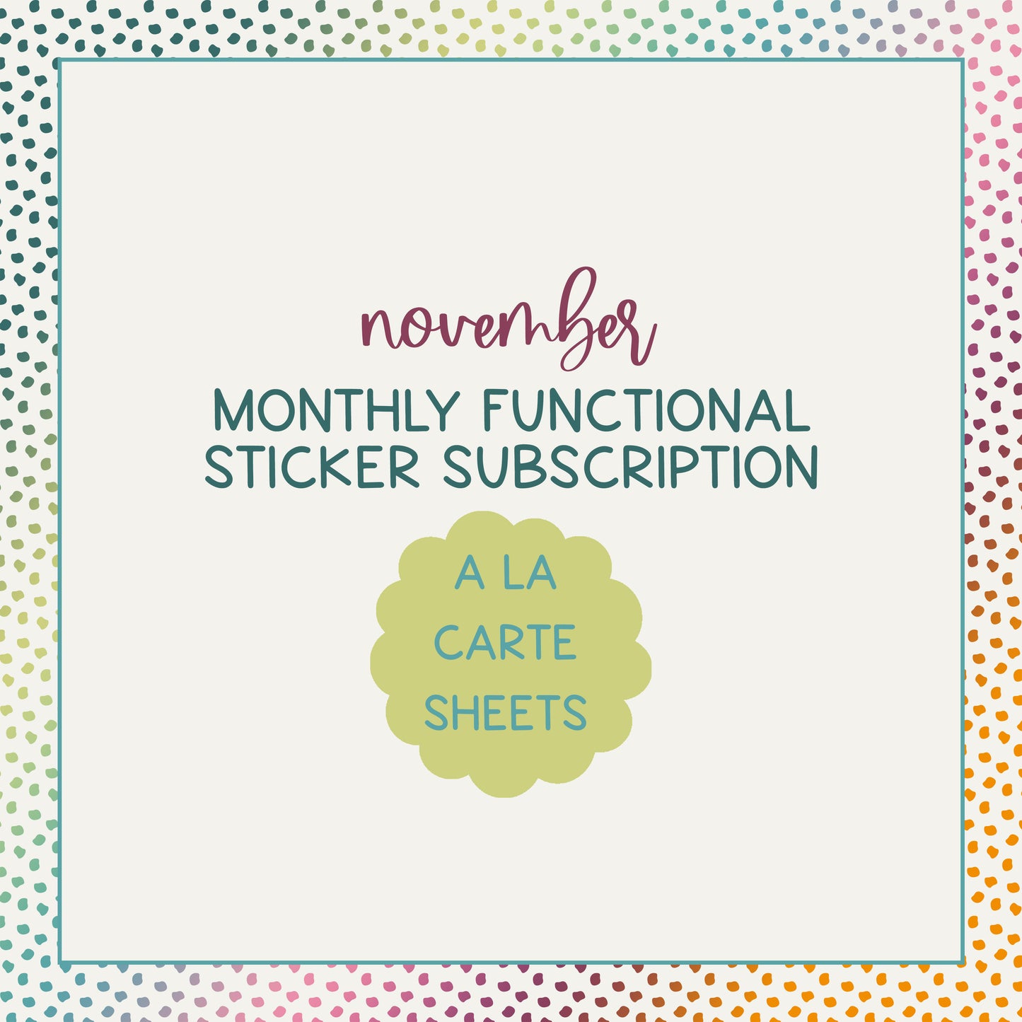 Monthly Functional Subscription - A La Carte Sheets
