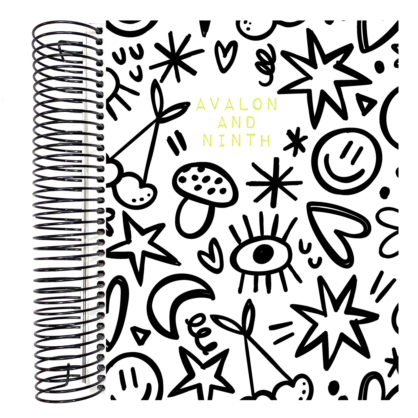 Black and White Doodles - 7x9 Planner - Vertical or Academic