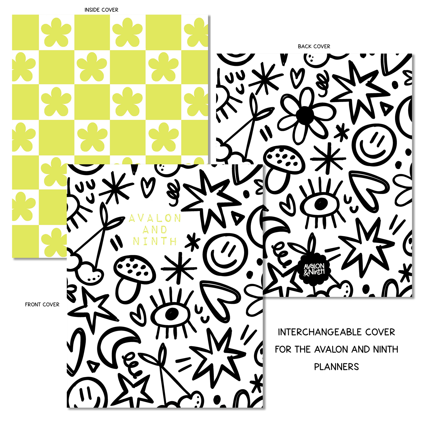 Black and White Doodles - A La Carte Cover - 7x9, B6, Weeks