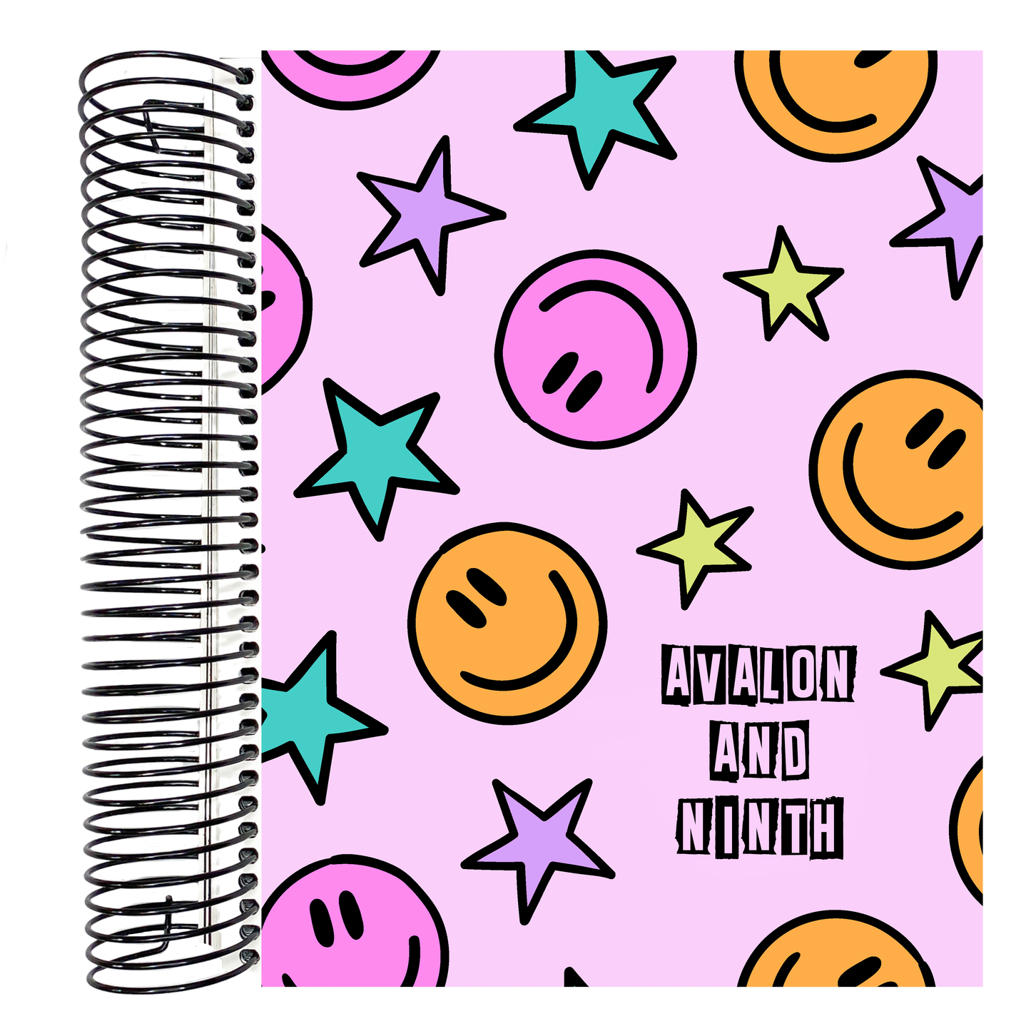 Pink Smiley Face - 7x9 Planner - Vertical or Academic