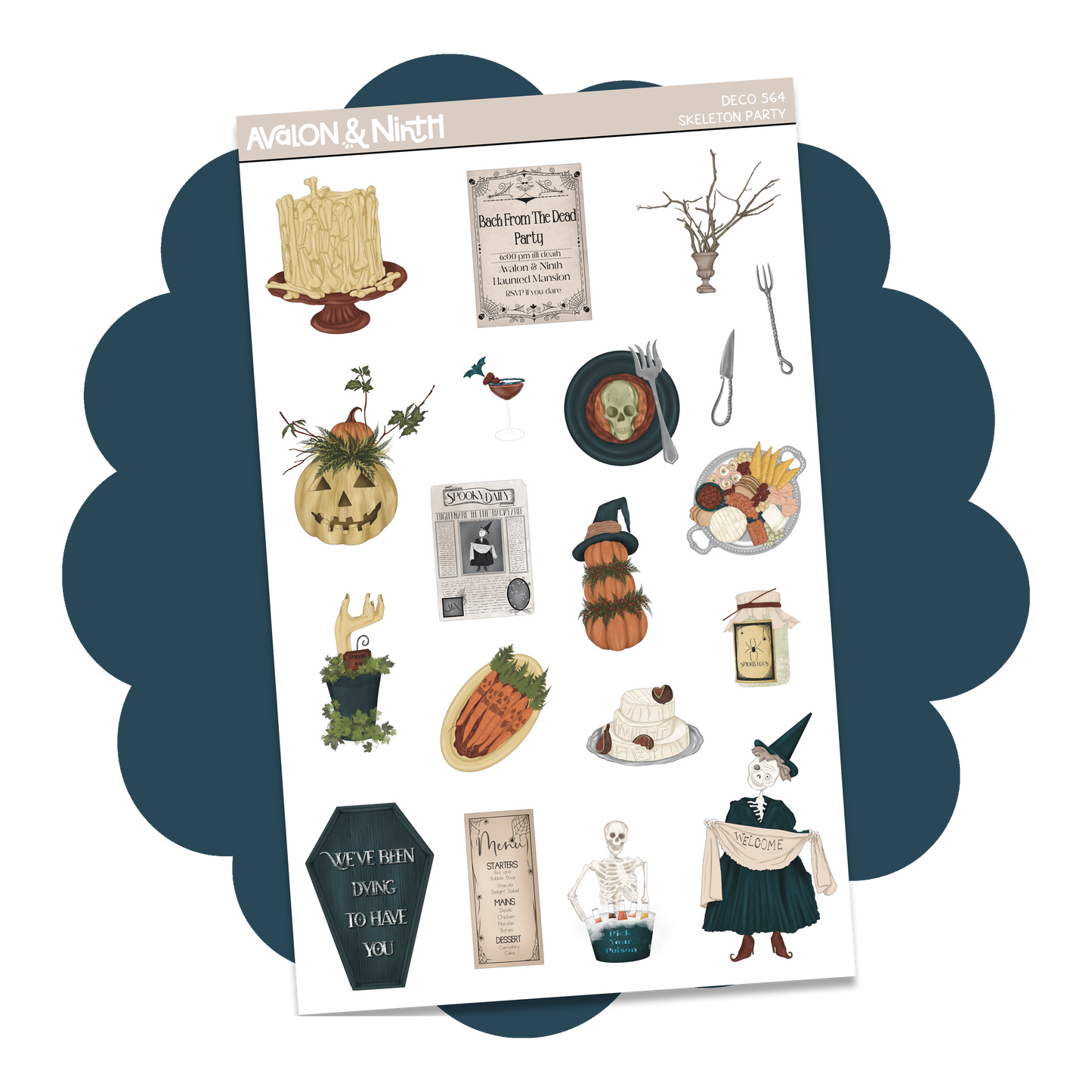 Skeleton Party Deco Sheet // DECO564