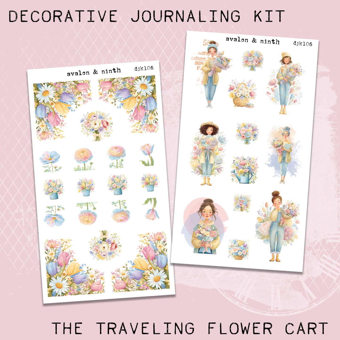 The Traveling Flower Cart Deco Journaling Kit // DJK106