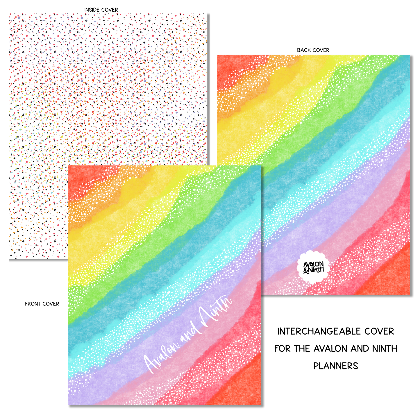 Rainbow With White Stripes - Personalized - A La Carte Cover - 7x9, B6, Weeks
