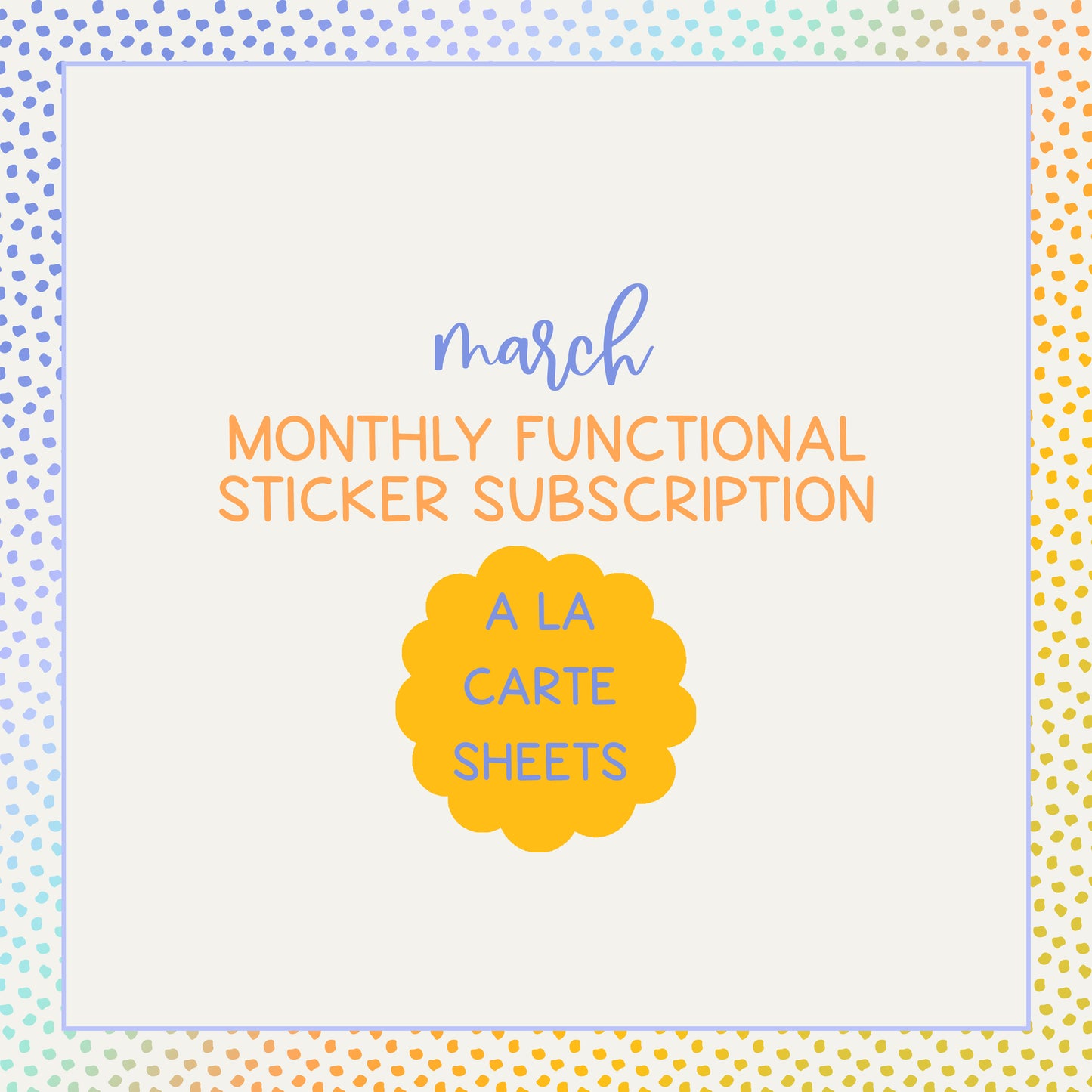 Monthly Functional Subscription - A La Carte Sheets