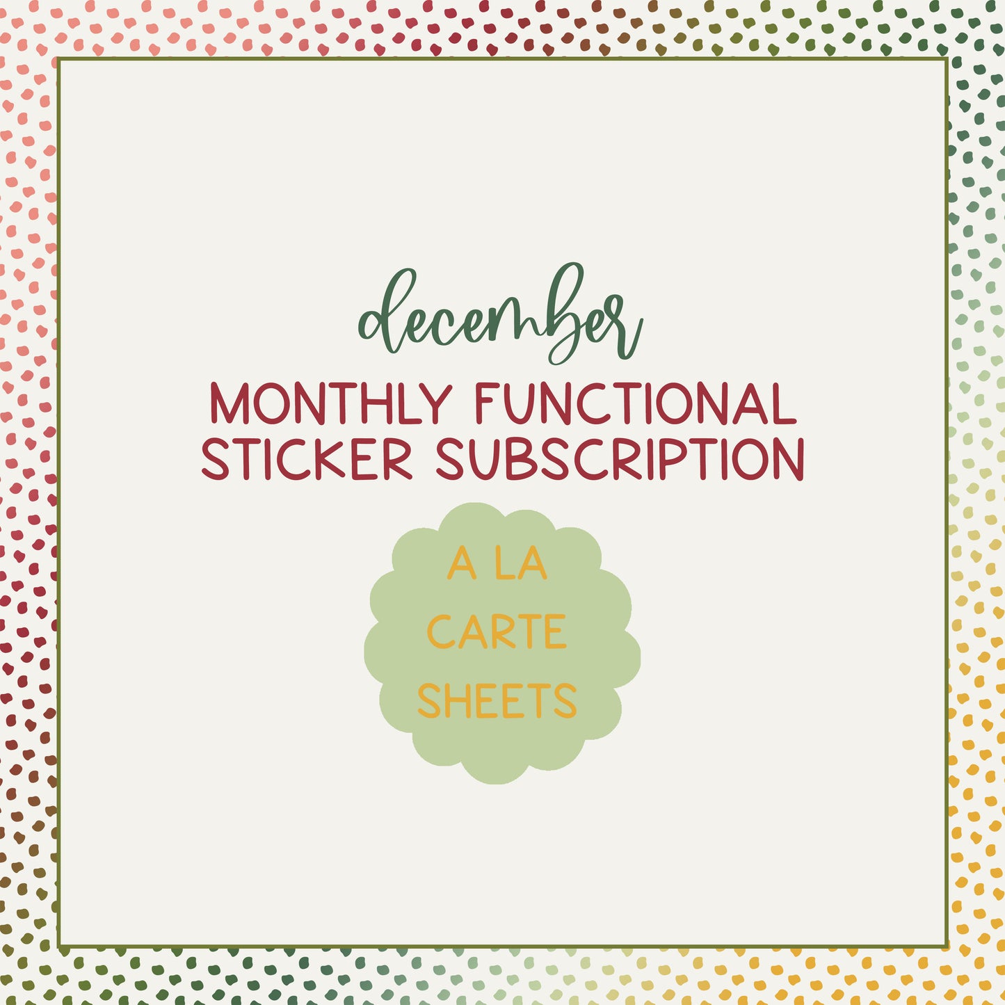 Monthly Functional Subscription - A La Carte Sheets