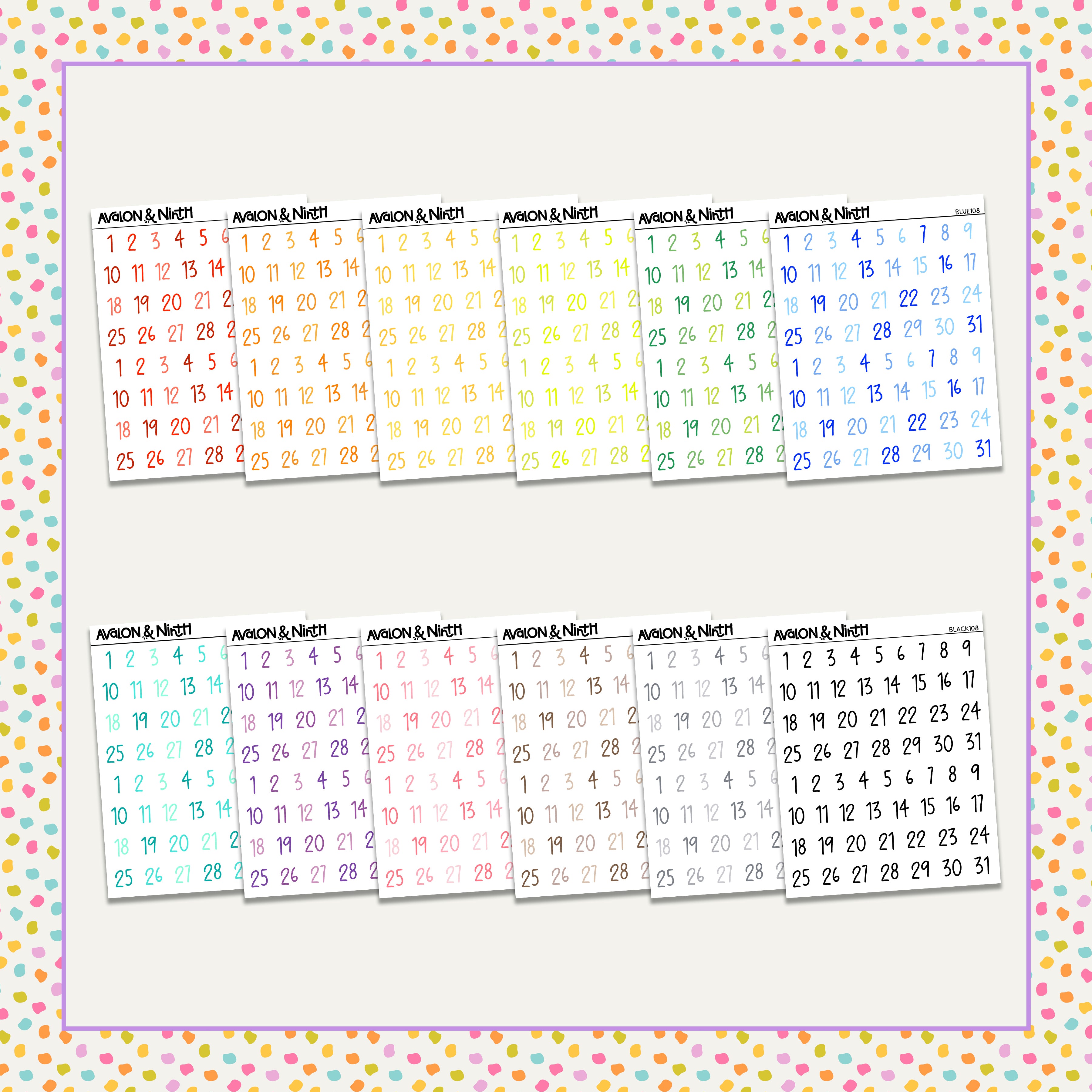 A Date In Numbers Date Numbers Script Functionals // Choose your color – Avalon and Ninth ...