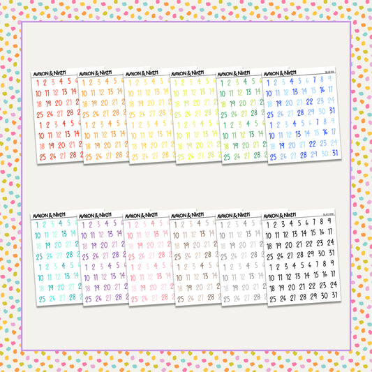 Date Numbers Script Functionals // Choose your color