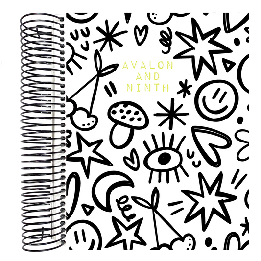 Black and White Doodles - 7x9 Daily Planner