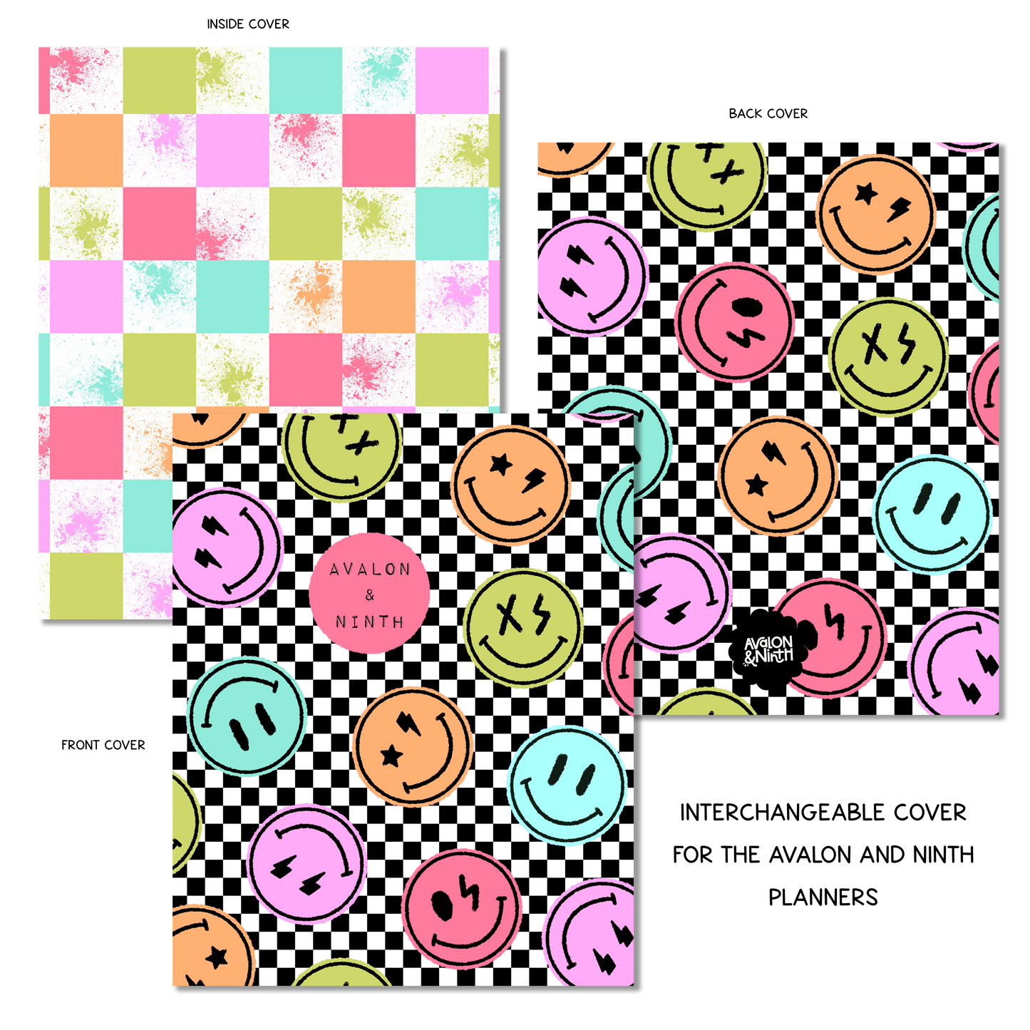 Checkerboard Grunge Smiles - A La Carte Cover - 7x9, B6, Weeks