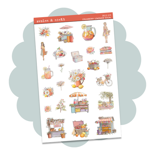 Strawberry Lemonade Social Deco Sheet // DECO579