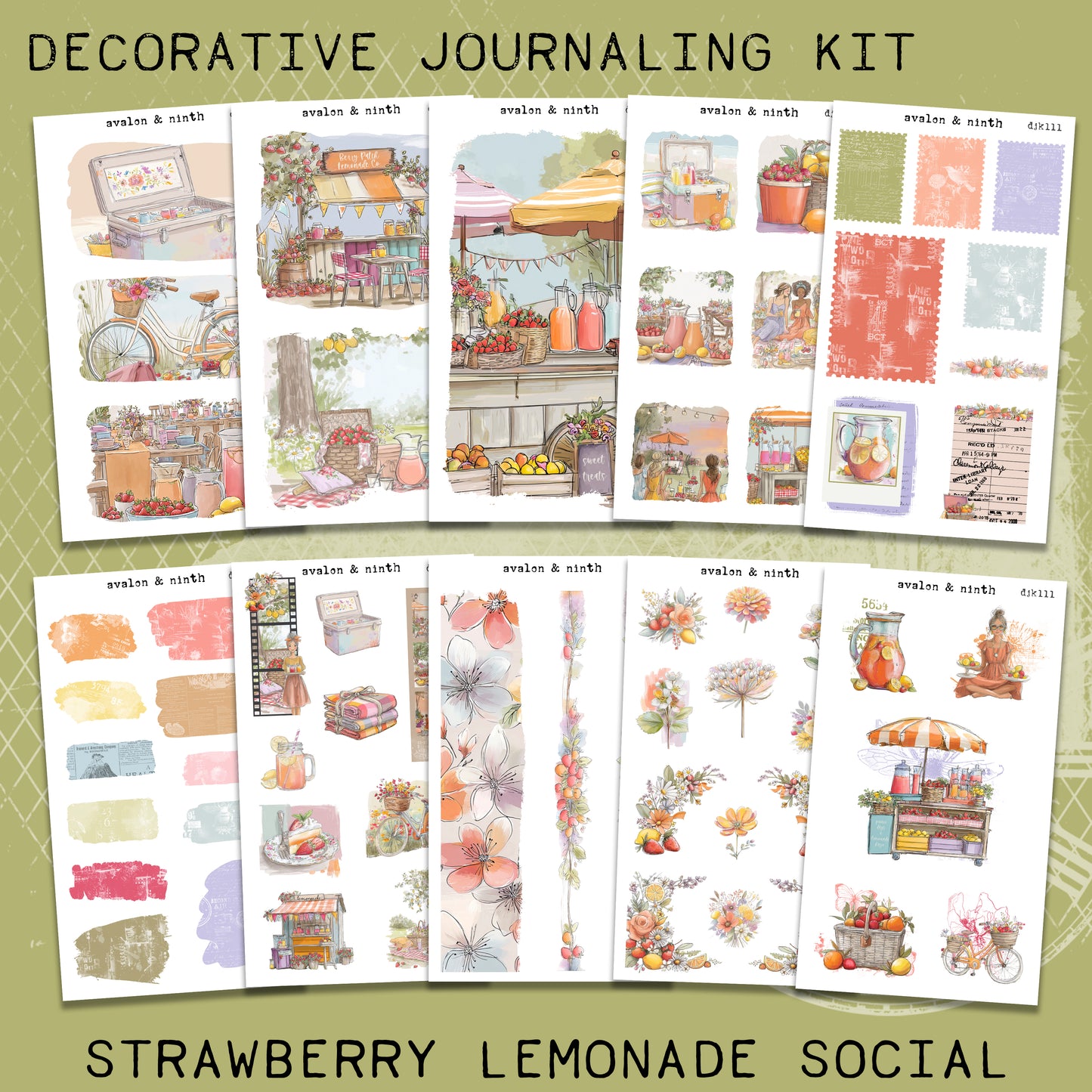 Strawberry Lemonade Social Deco Journaling Kit // DJK111