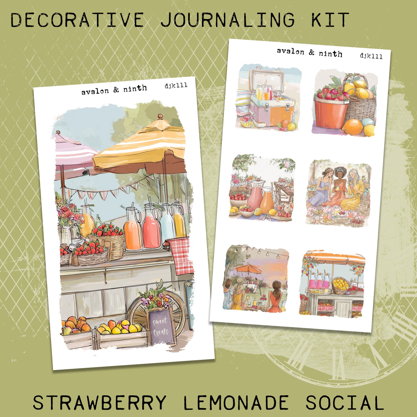 Strawberry Lemonade Social Deco Journaling Kit // DJK111