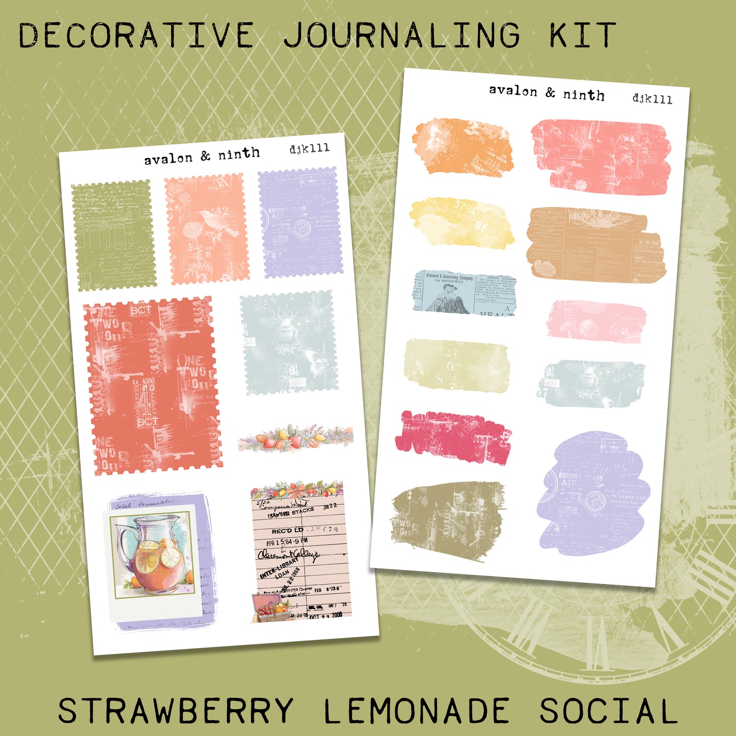 Strawberry Lemonade Social Deco Journaling Kit // DJK111
