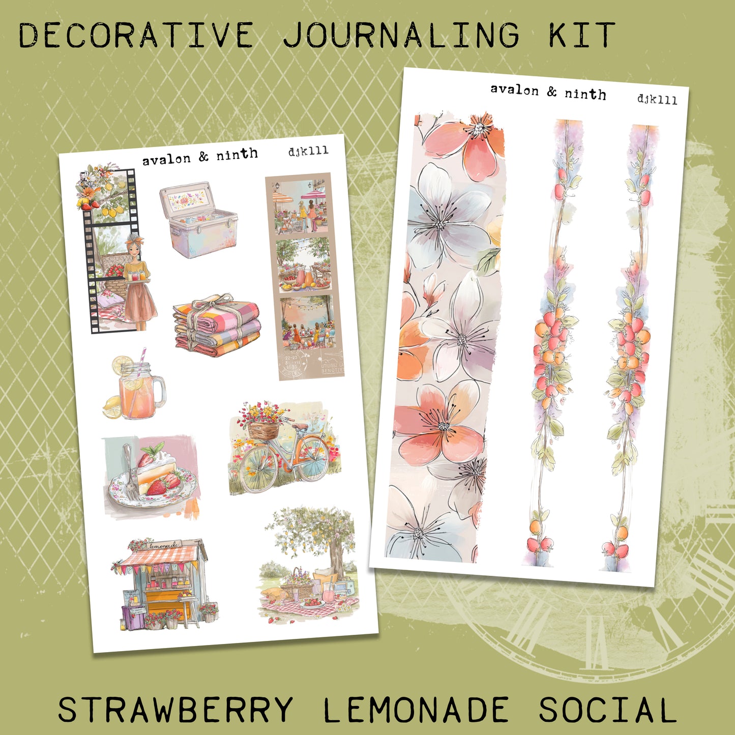 Strawberry Lemonade Social Deco Journaling Kit // DJK111