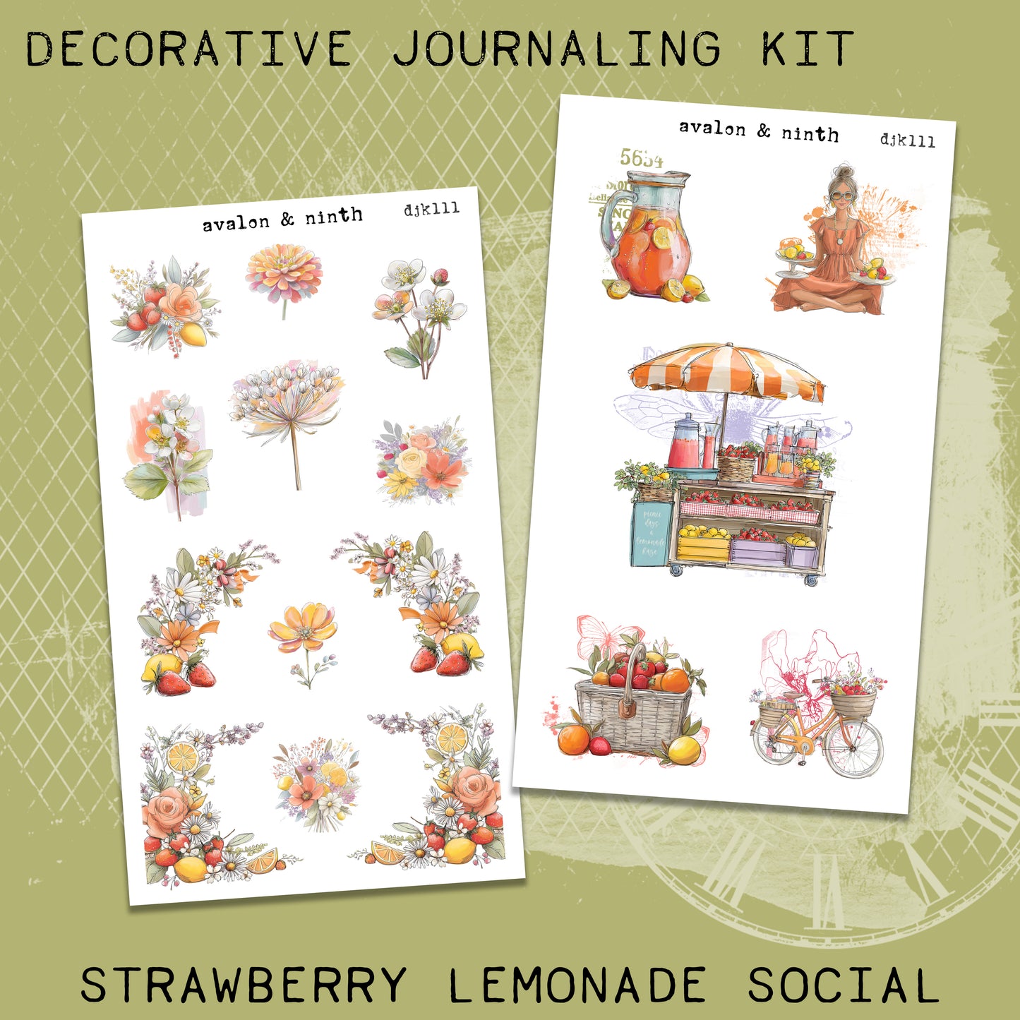 Strawberry Lemonade Social Deco Journaling Kit // DJK111