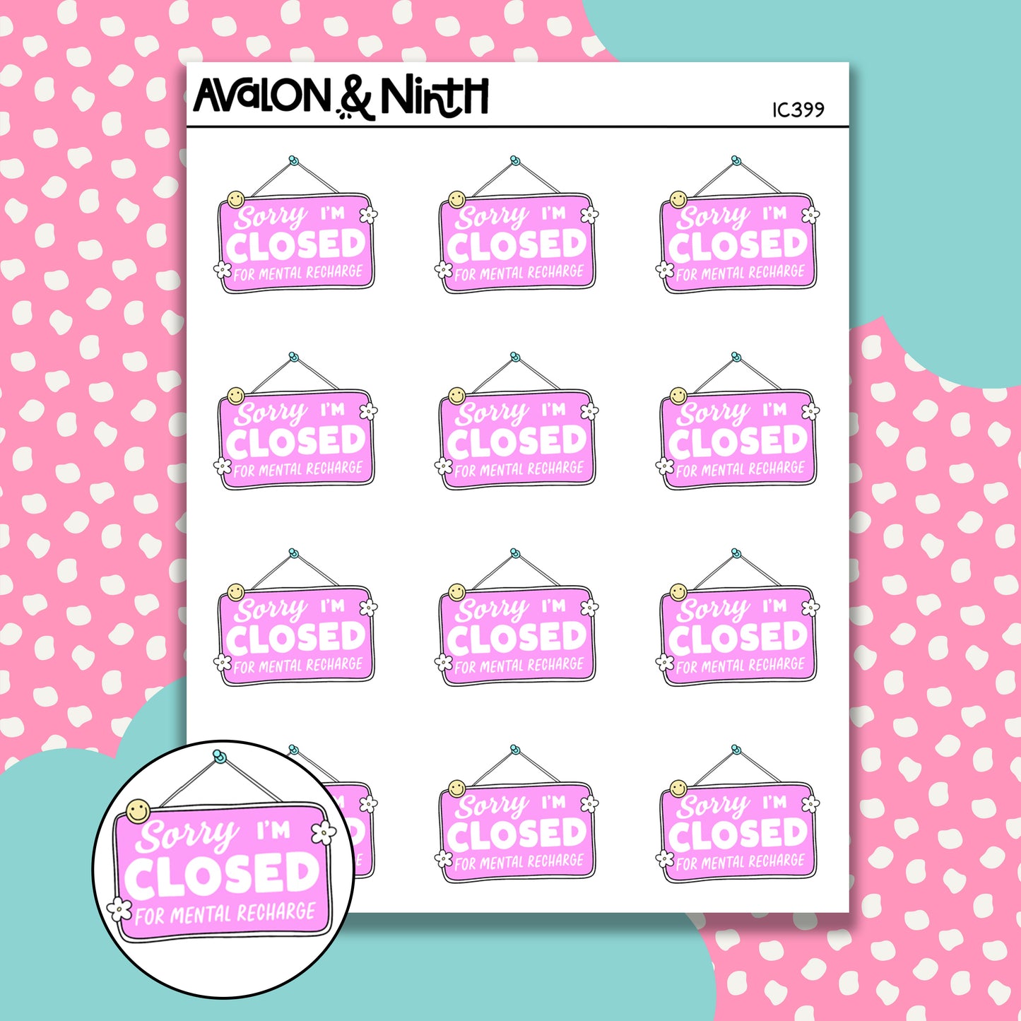 Sorry I'm Closed Hanging Sign Icon // IC399