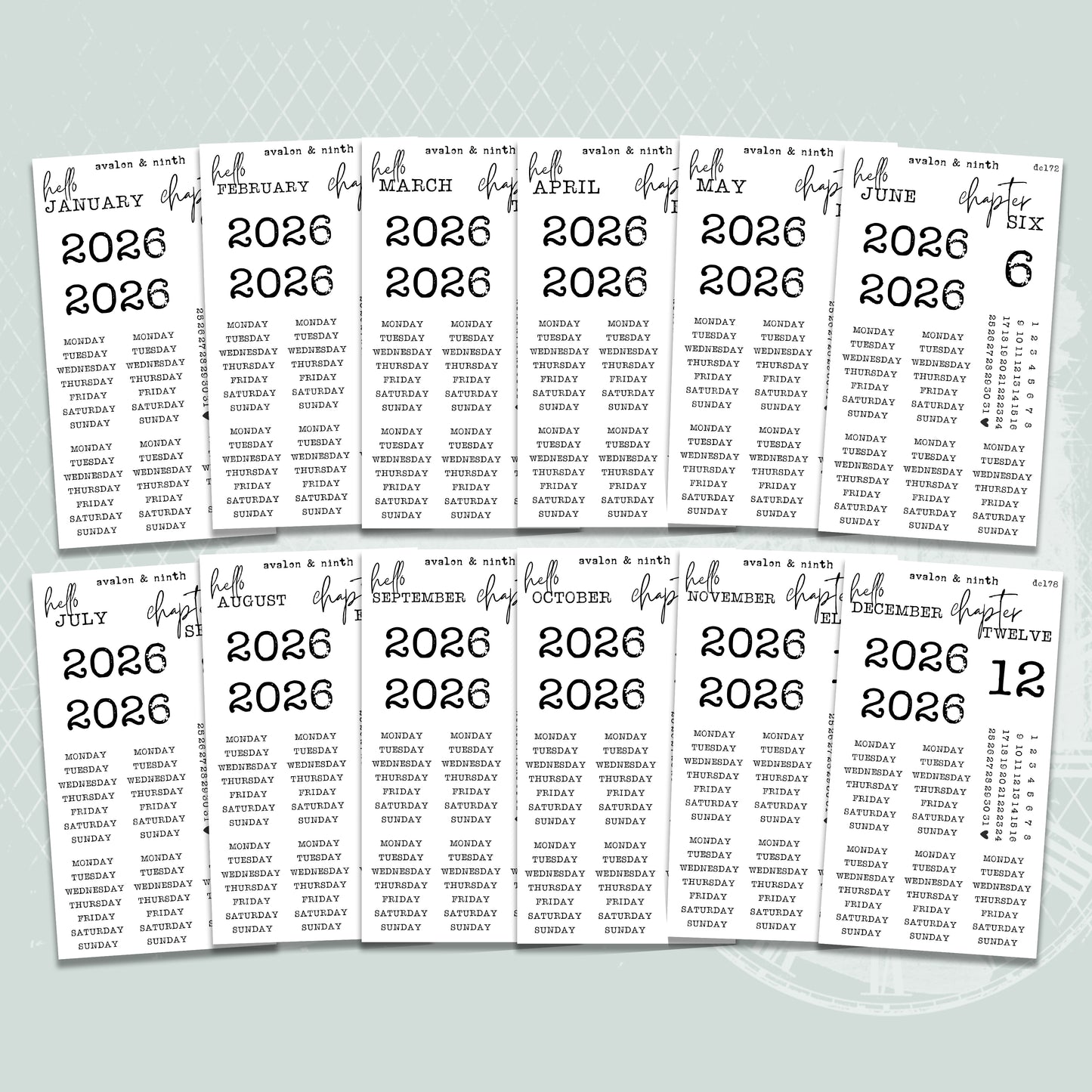 Months of the Year + Days of the Week Journaling Pages // DC167-178