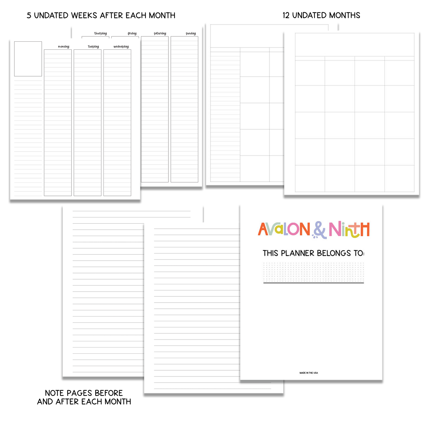 7x9 Planner Inserts // Vertical Weekly // Choose Tabs or No Tabs