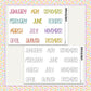 Month Label Stickers - Reading Journal - A5W/7x9 & B6 Sizing