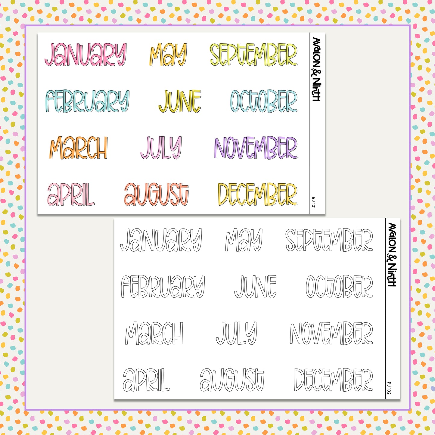 Month Label Stickers - Reading Journal - A5W/7x9 & B6 Sizing