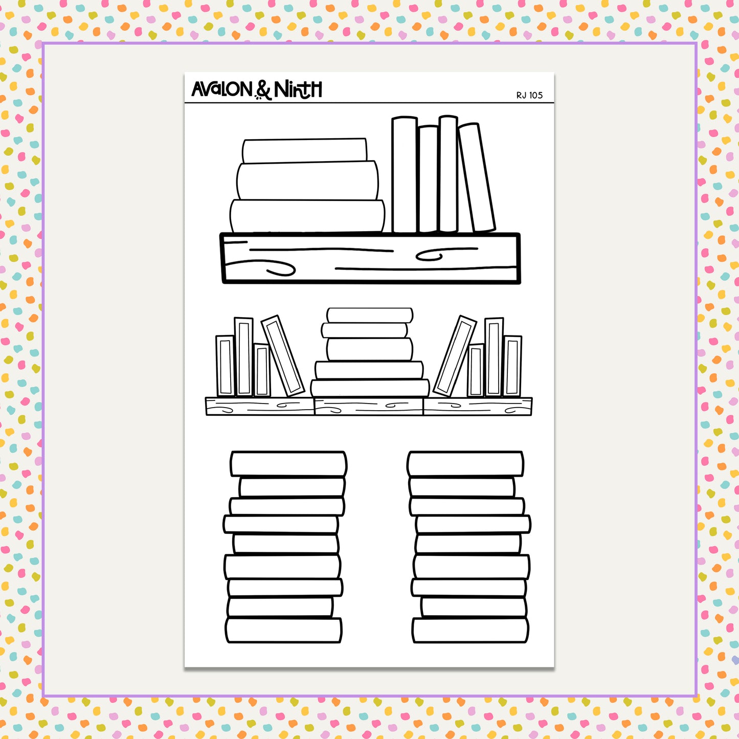 Book Shelf and Stacks - Reading Journal  // RJ105