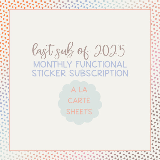 Monthly Functional Subscription - A La Carte Sheets