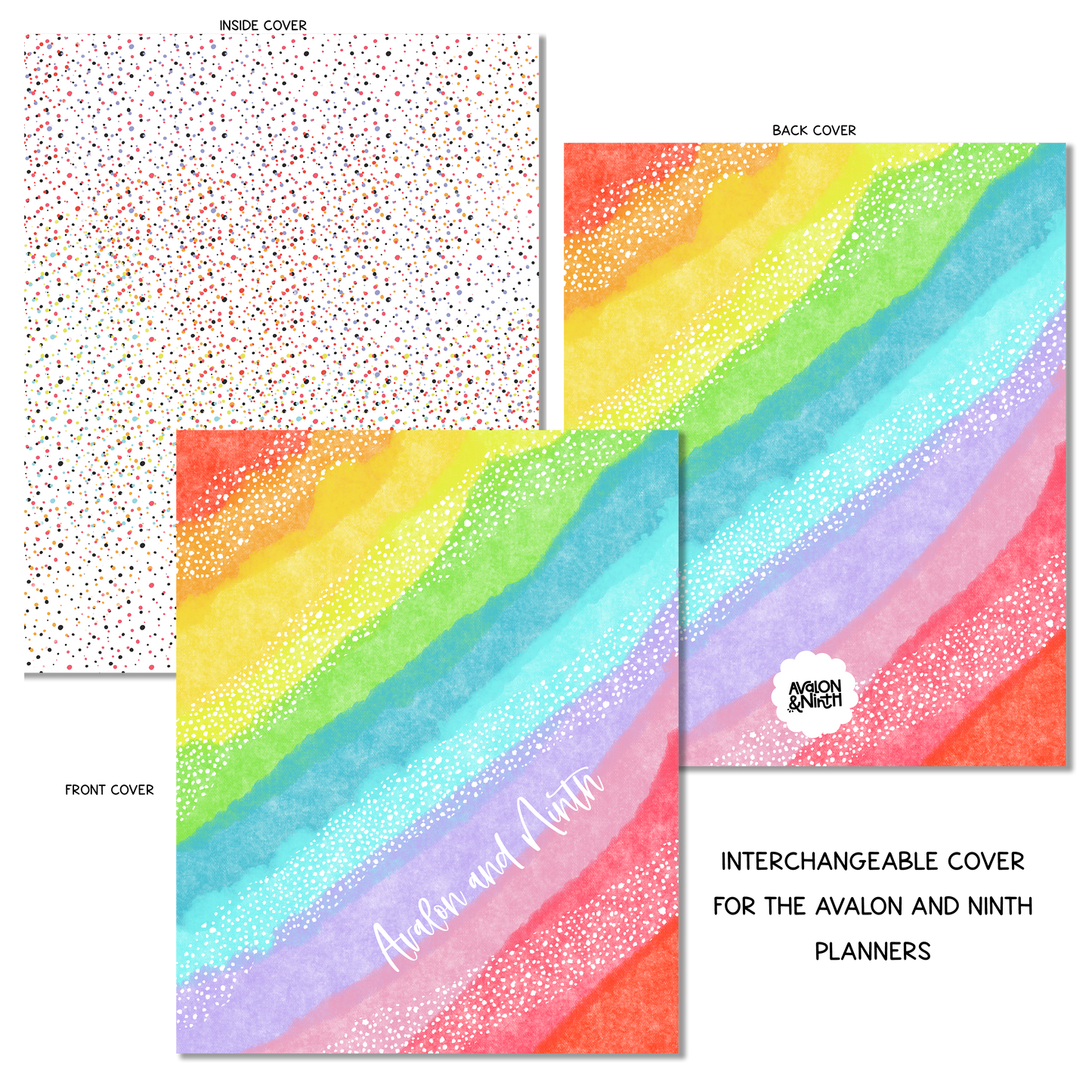 Rainbow With White Stripes - Personalized  - A La Carte Cover - 7x9, B6, Weeks