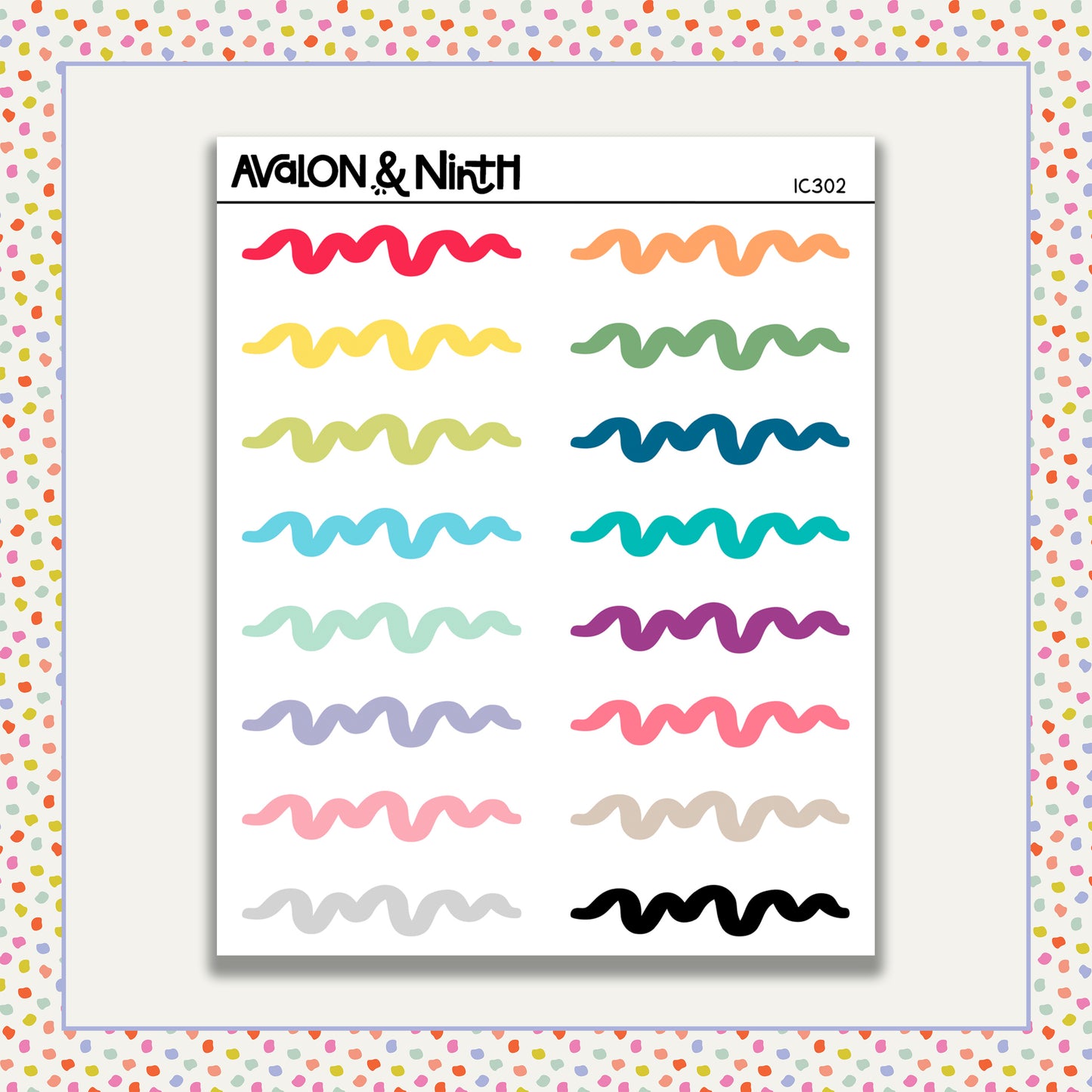 Squiggle Rainbow Divider Stickers // IC302